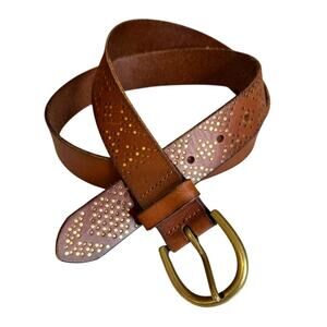 American Eagle Metallic Accent Genuine Leather Belt Whiskey Brown M